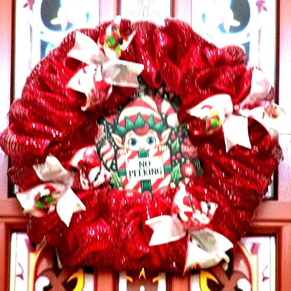 Handmade Mesh Christmas Wreath